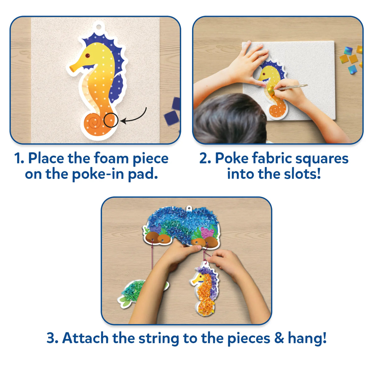 Craft kit instructions for Poke-in Art Underwater Animals mess-free art kit for Kids