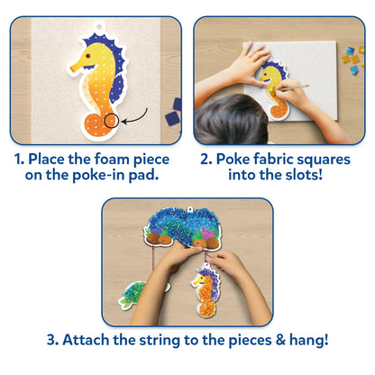 Craft kit instructions for Poke-in Art Underwater Animals mess-free art kit for Kids