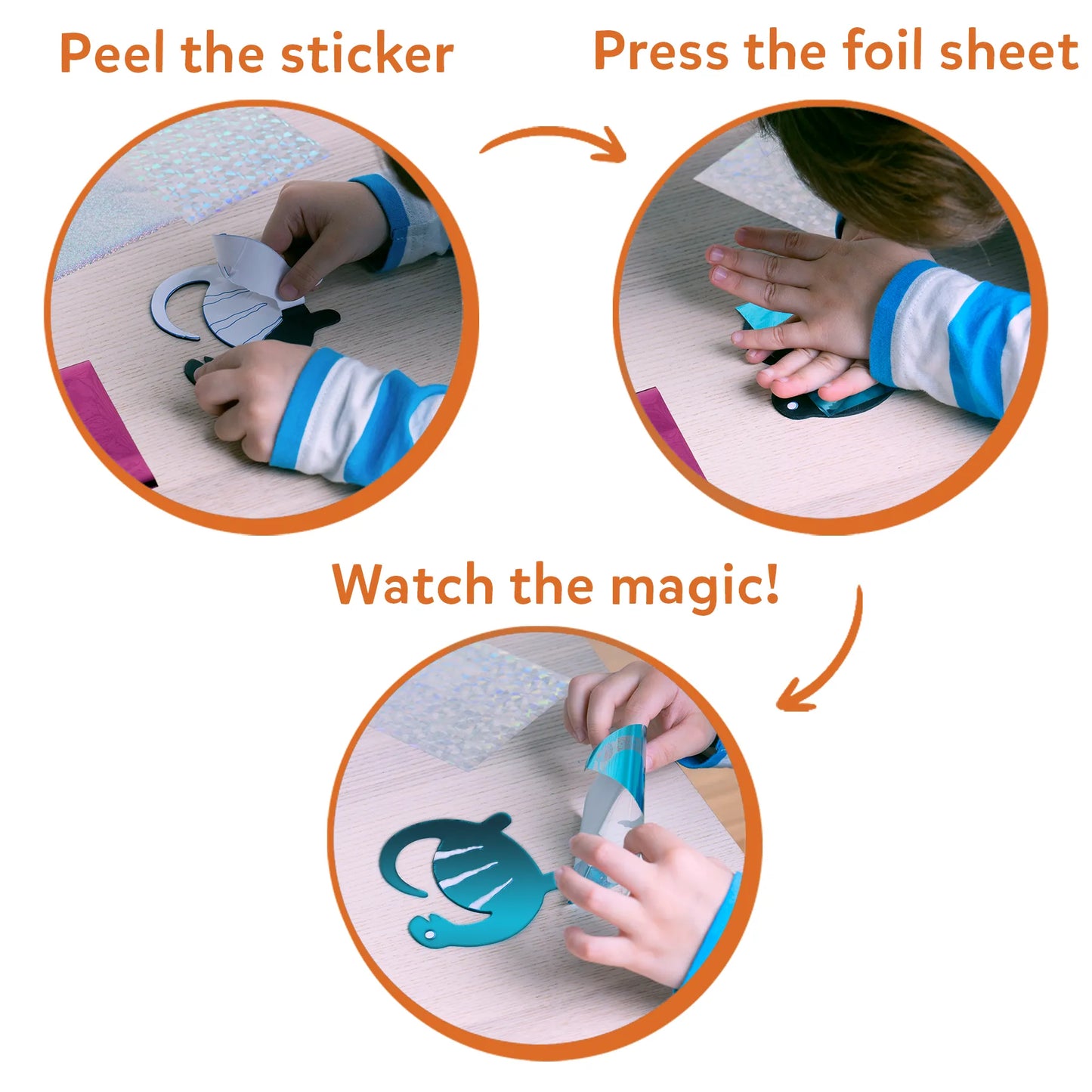 Foil art activity instructions for Foil Fun World of Dinosaurs No Mess Art Kit