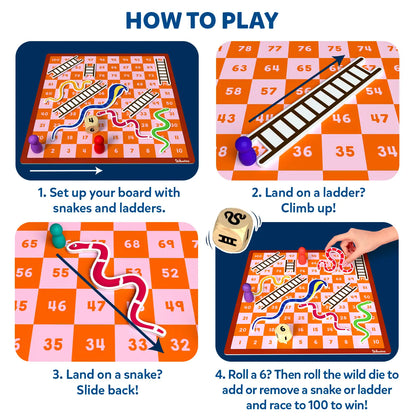 Snakes & Ladders | Magnetic & Customizable Board Game with a Twist (ages 4+)