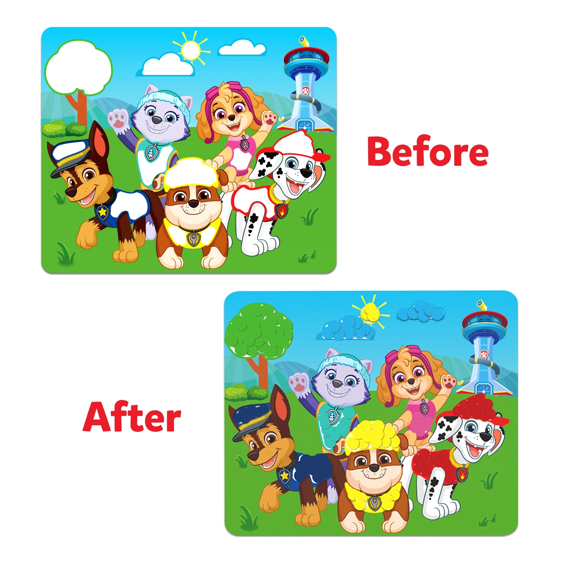 Paw Patrol winter scene from Dot it! No mess sticker art for ages 3-7