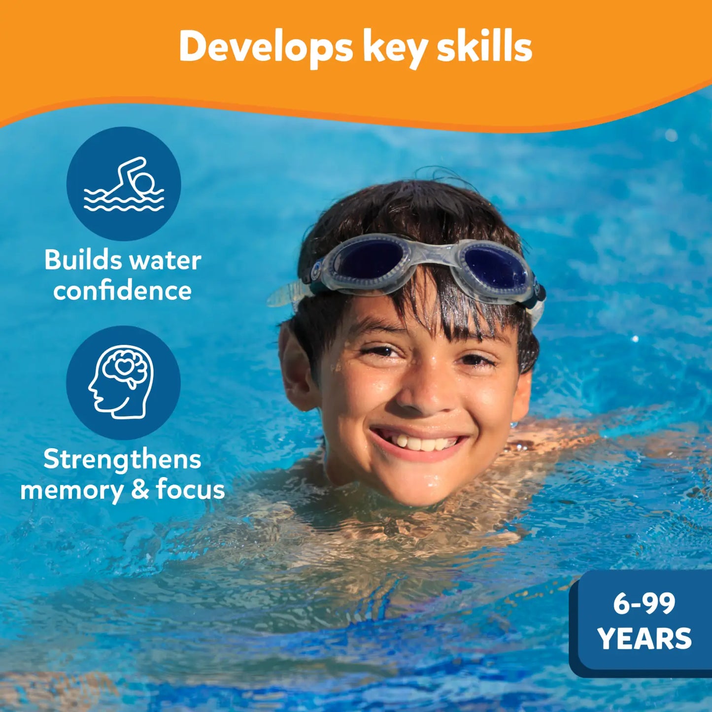 Smiling boy enjoying in the Seek & Splash pool on a sunny day