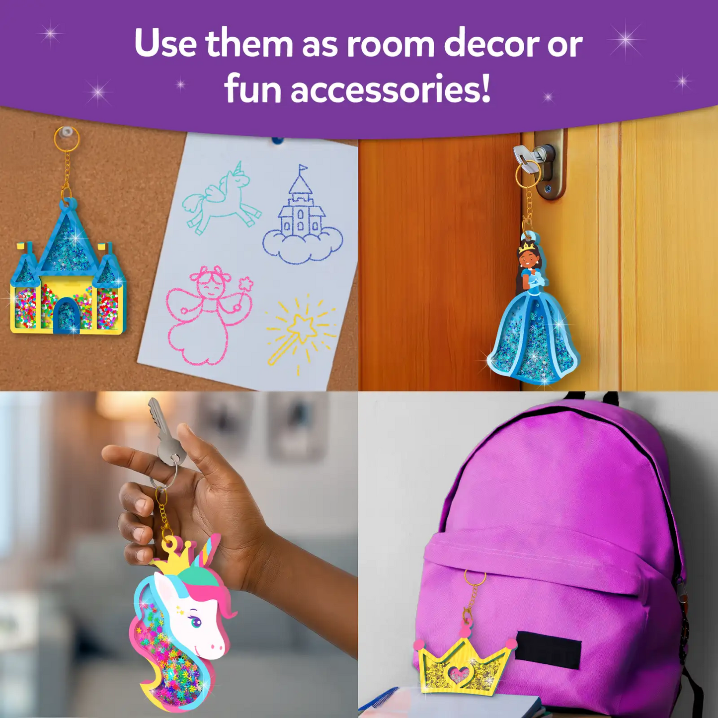 Shake-its: Unicorns & Princesses | DIY Craft Kit with Keychains (ages 4-9)