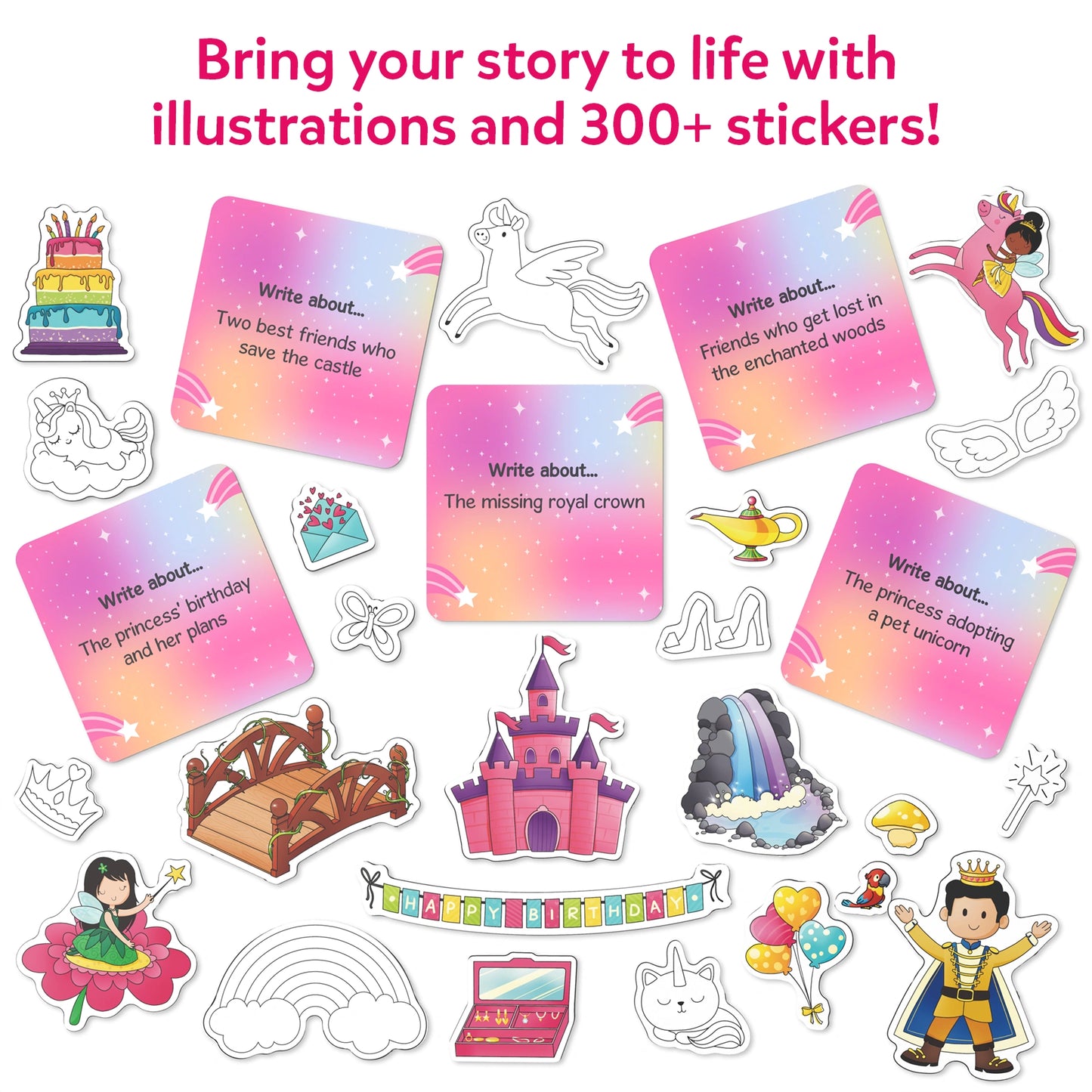 Storytelling sticker set from My Storybook Art Kit with Unicorns and Princesses