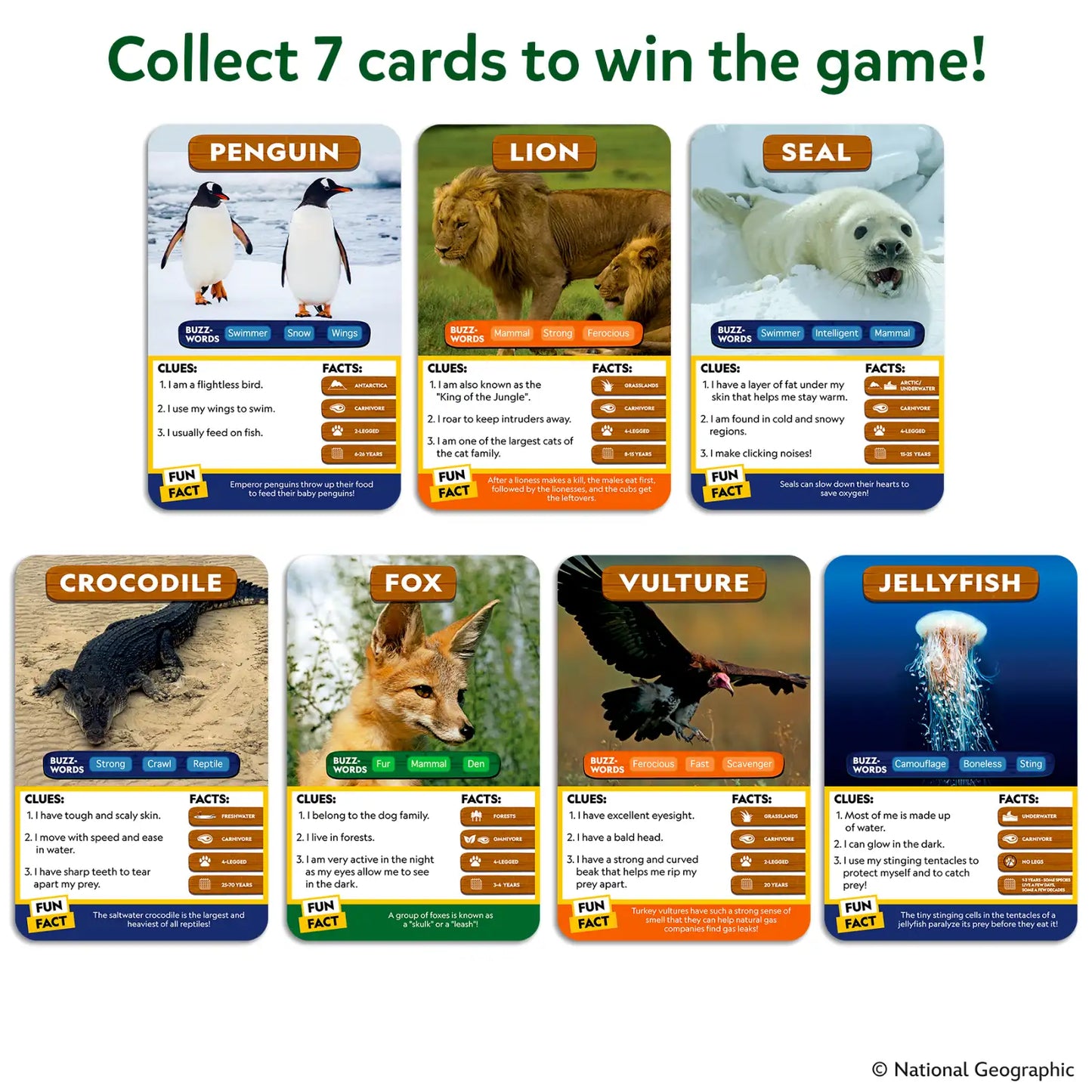 Guess in 10: National Geographic Animals | Trivia Card Game (ages 6+)