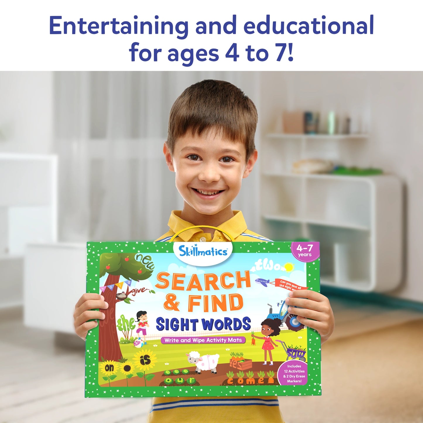 Skillmatics Search & Find Sight Words activity book with reusable mats for ages 3-6