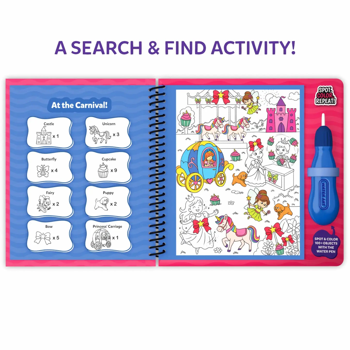 Water Spotter:Unicorns & Princesses | Reusable Search & Find Book (ages 4-8)