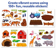 Colorful sticker scenes with Animals and farm items for kids ages 3 to 7