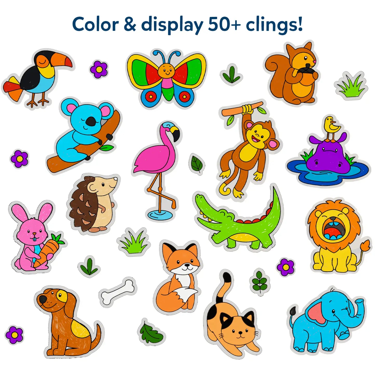 Color Clingz Amazing Animals | 50+ Reusable Mess-Free Static Stickers