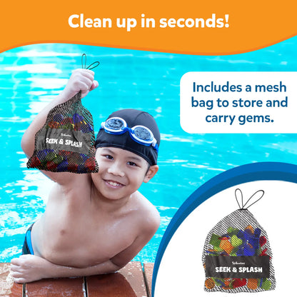 Seek & Splash net bag filled with vibrant colorful gems for stylish accessorizing