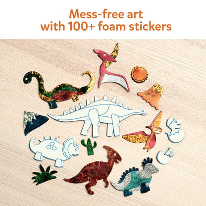 Dinosaur-themed foam sticker set from Foil Fun World of Dinosaurs Art Kit for ages 4-9