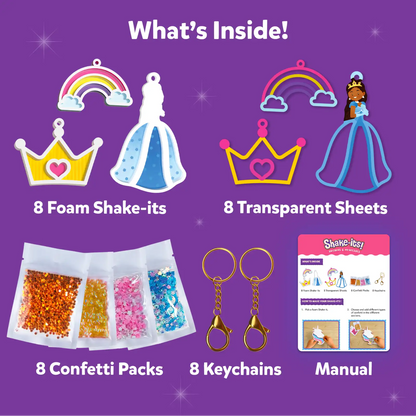 Shake-its: Unicorns & Princesses | DIY Craft Kit with Keychains (ages 4-9)