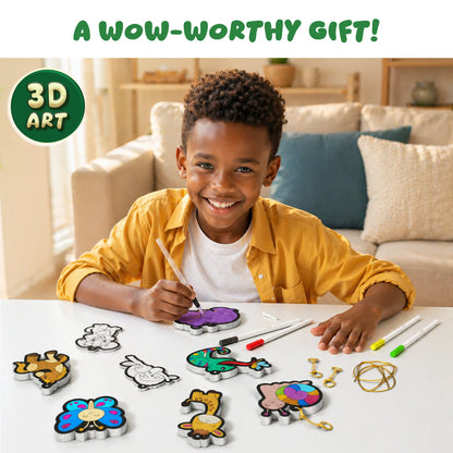 Color-your-own animal keychains from Aqua Puffs Animal Friends 3D Art Kit for kids