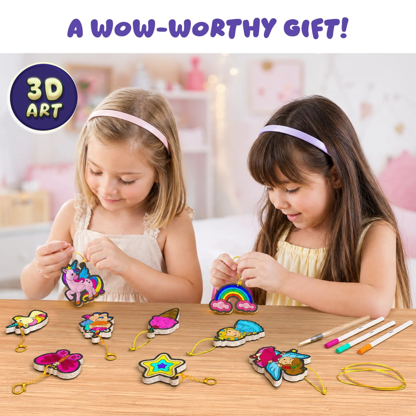 Children’s craft kit Aqua Puffs Princesses and Unicorns 3D Art Kit for kids ages 4+