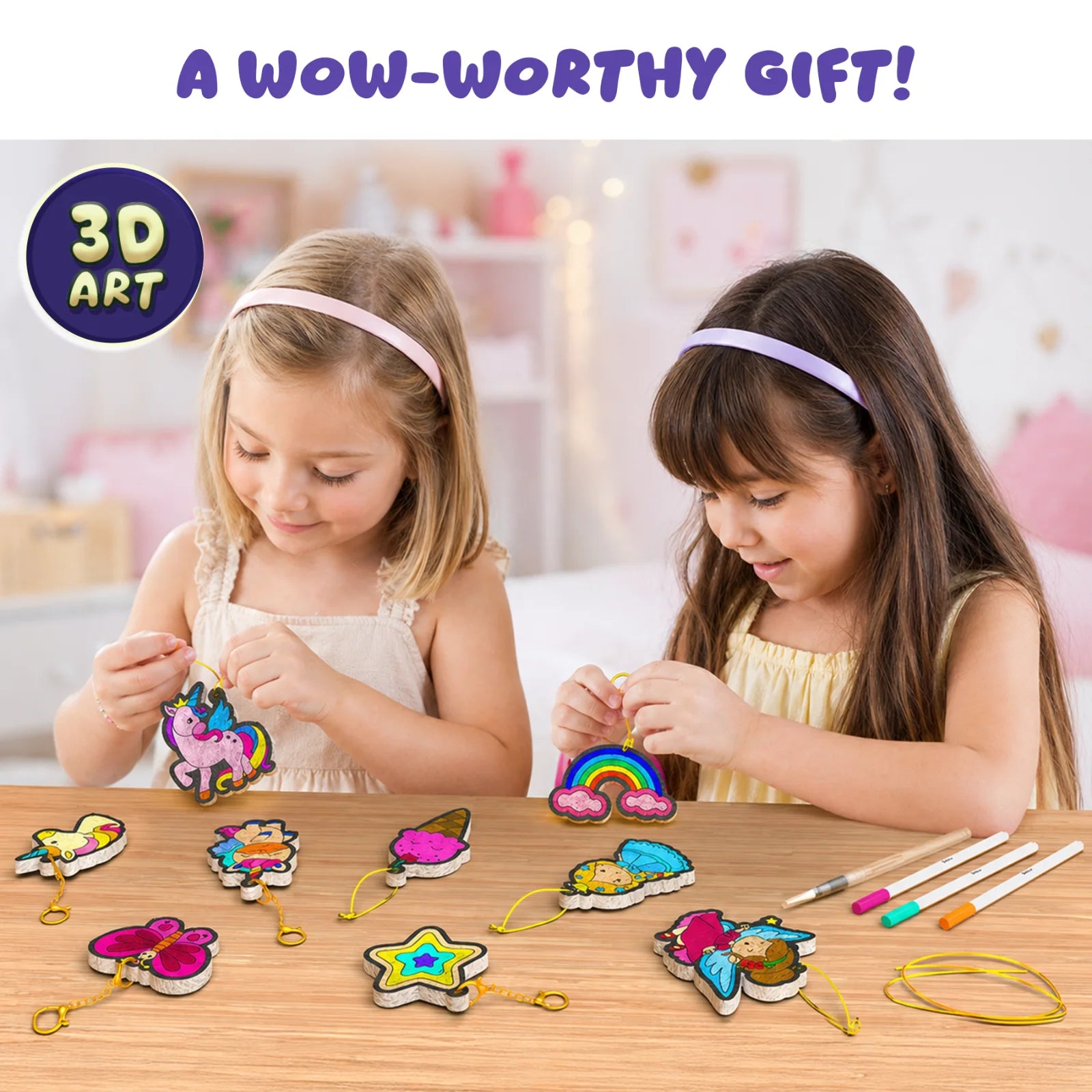 Children’s craft kit Aqua Puffs Princesses and Unicorns 3D Art Kit for kids ages 4+