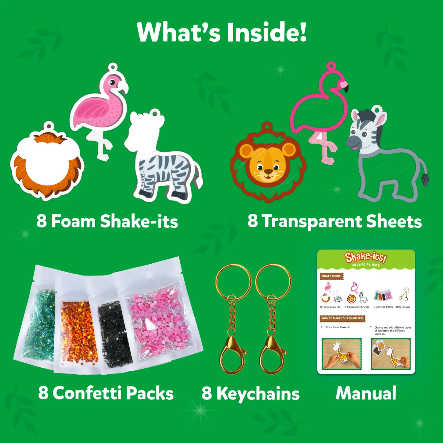 Shake-its: Amazing Animals | DIY Craft Kit with Keychains (ages 4-9)