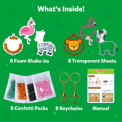 Shake-its: Amazing Animals | DIY Craft Kit with Keychains (ages 4-9)
