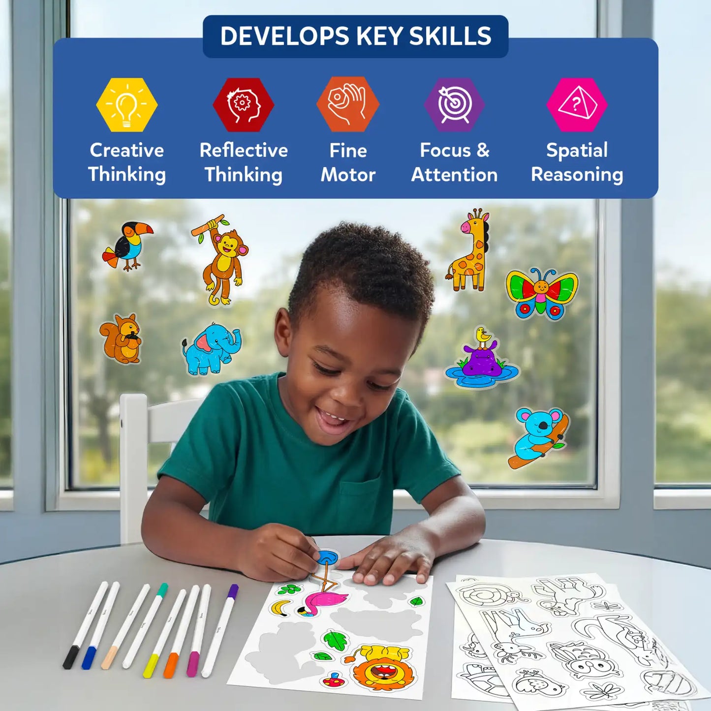 Color Clingz Amazing Animals | 50+ Reusable Mess-Free Static Stickers