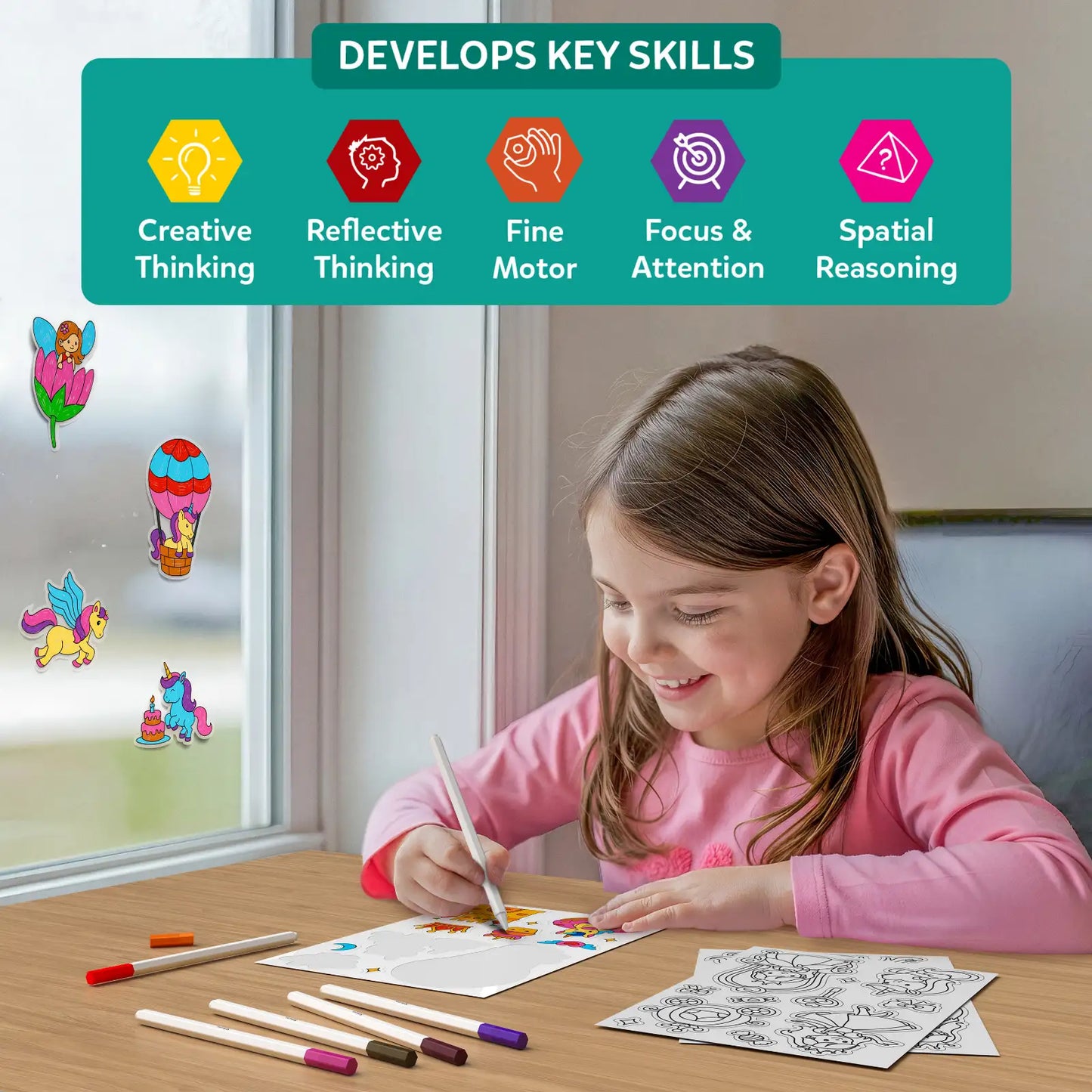 Color Clingz Unicorns & Princesses | 50+ Reusable Mess-Free Static Stickers