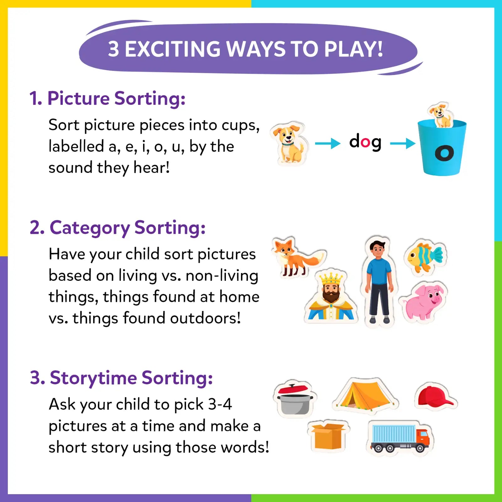 Phonics Sorter | Vowel Sorting & Early Reading Activity for Kids (ages 4-7)
