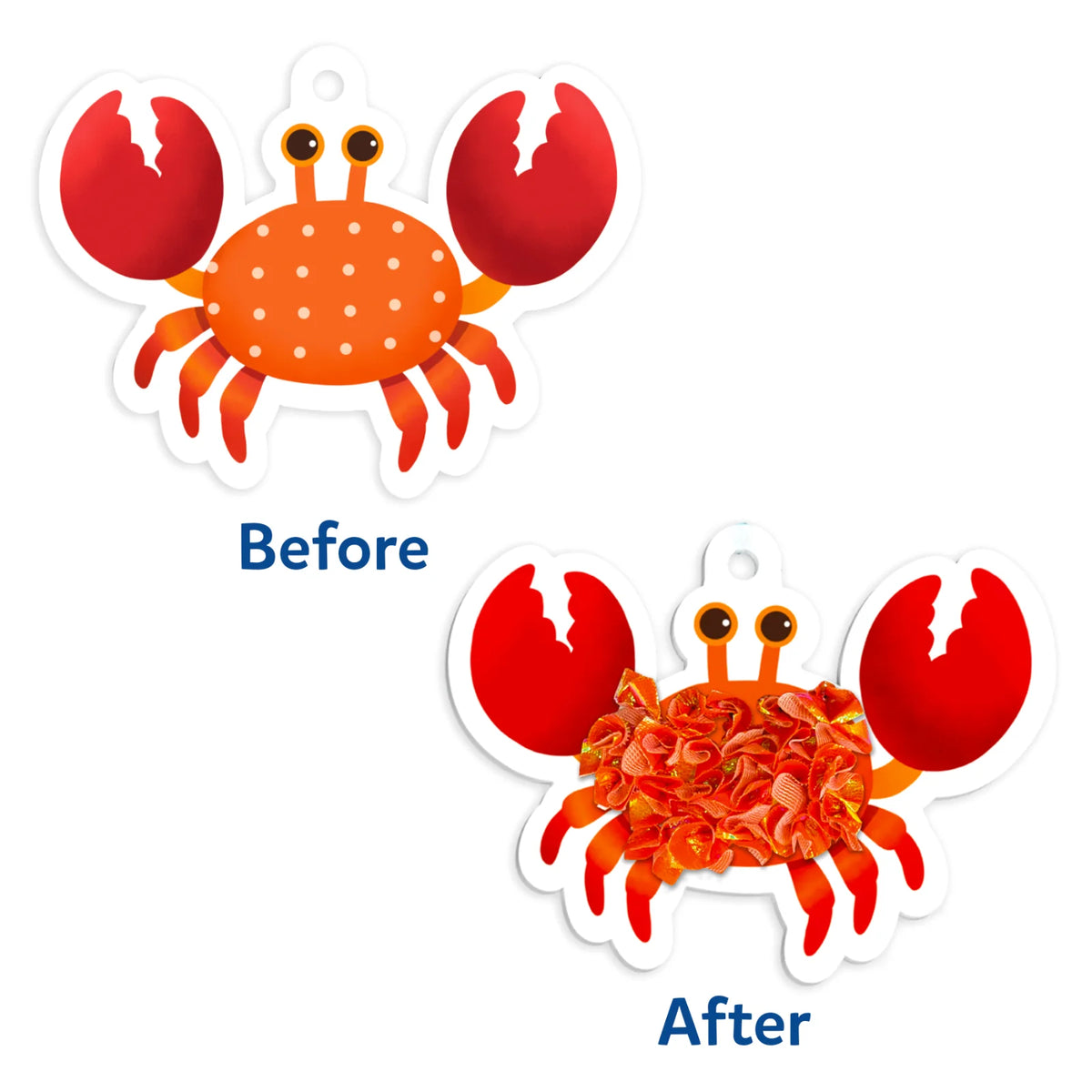 Crab-shaped before-and-after craft project in Poke-in Art Underwater Animals for Kids