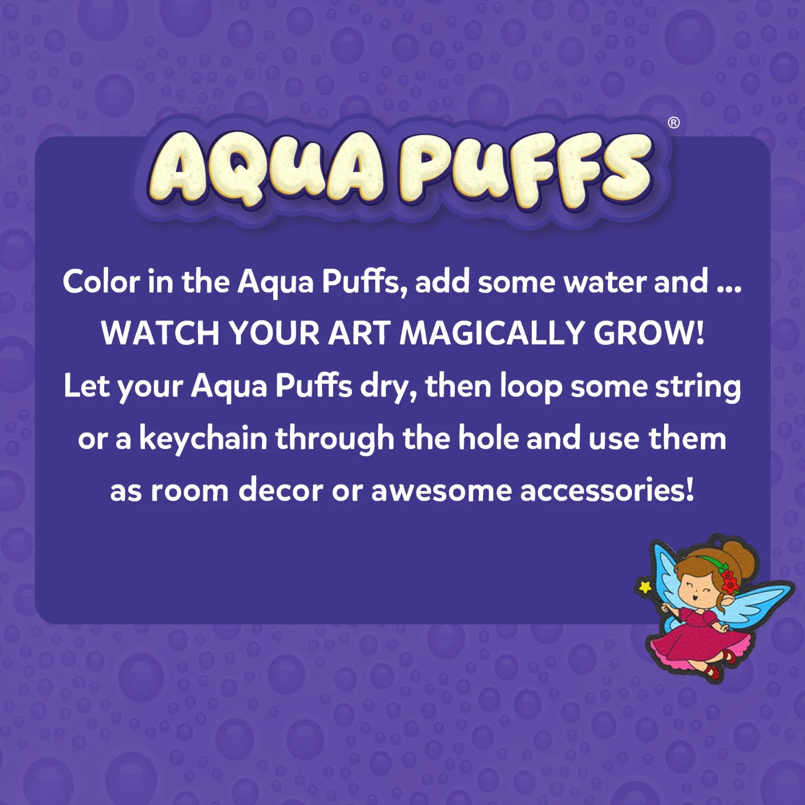 Aqua Puffs product advertisement featuring Princesses and Unicorns 3D Art Kit for ages 4 and up