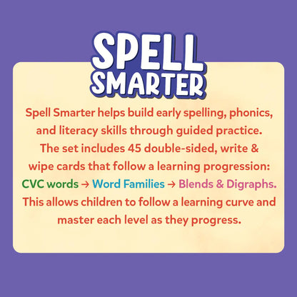 Spell Smarter | Spelling and Phonics Write & Wipe Cards (ages 4- 7)