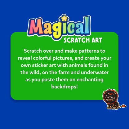 Magical Scratch Art advertisement featuring Amazing Animals for kids ages 3 to 8