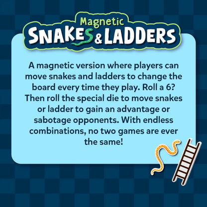 Snakes & Ladders | Magnetic & Customizable Board Game with a Twist (ages 4+)
