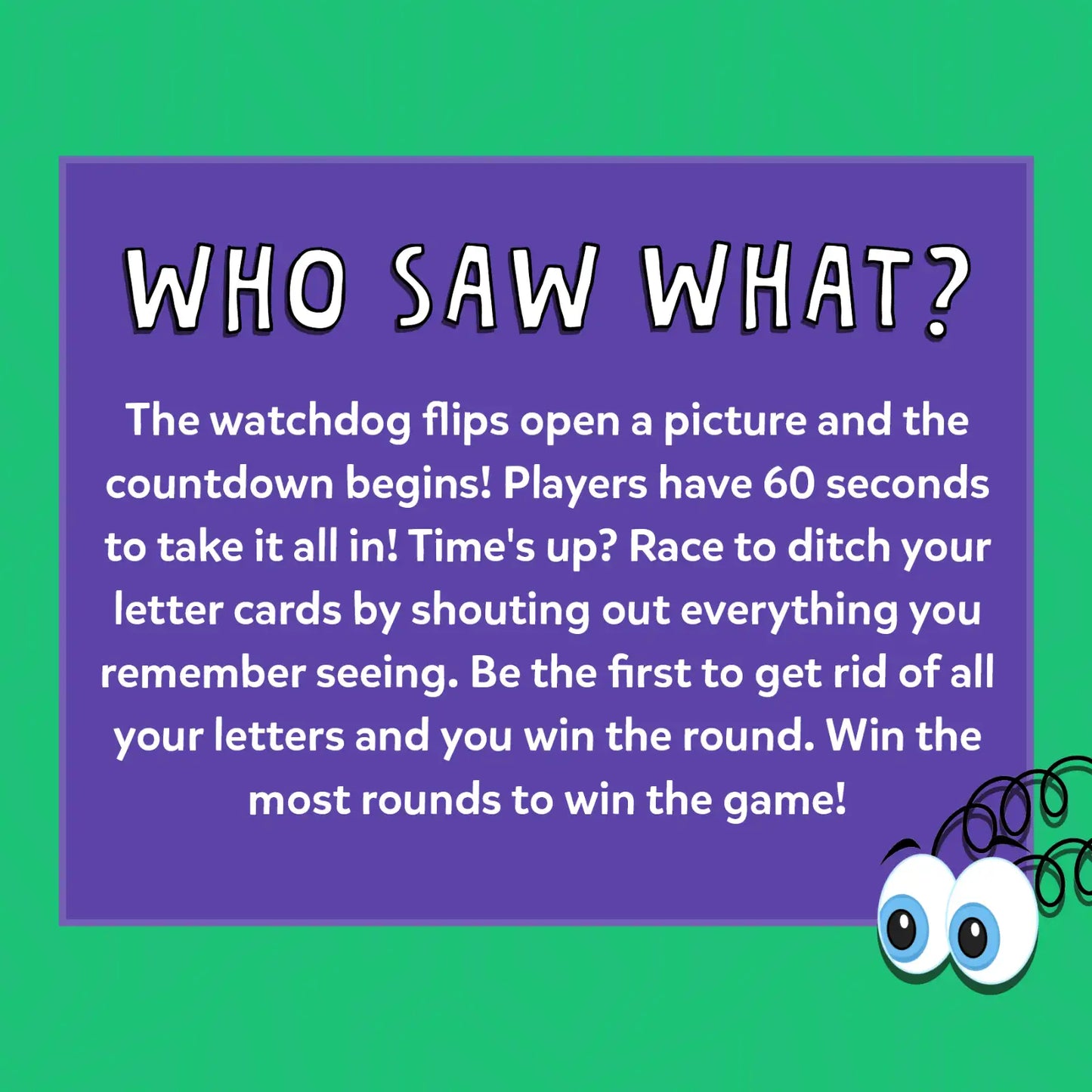 Who Saw What? In 60 Seconds: Fast-Paced Memory Game for Kids (ages 7+)