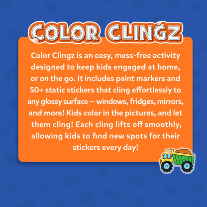 Color Clingz: Cars, Sports, Dinos & More! | Mess-Free Reusable Static Stickers (Ages 3-7)