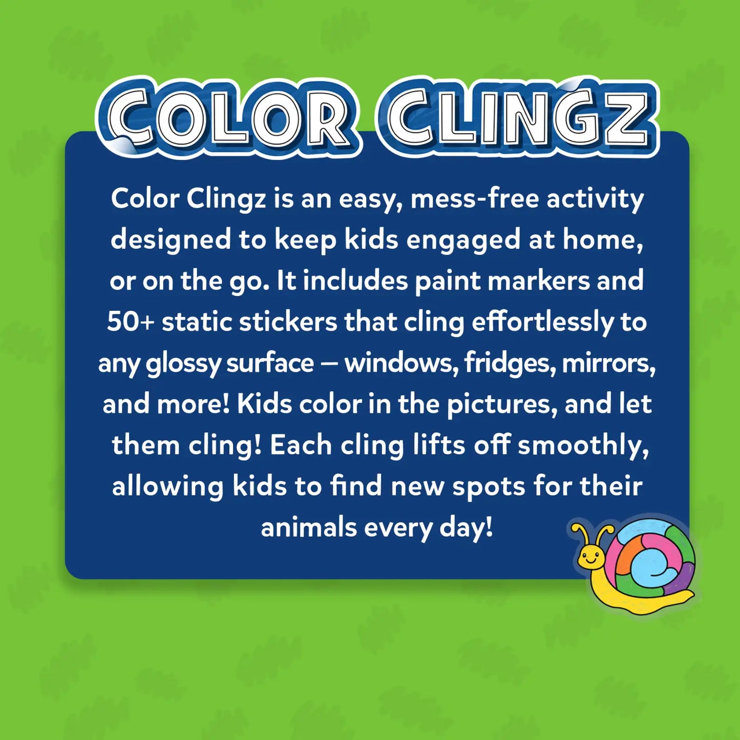 Color Clingz Amazing Animals | 50+ Reusable Mess-Free Static Stickers
