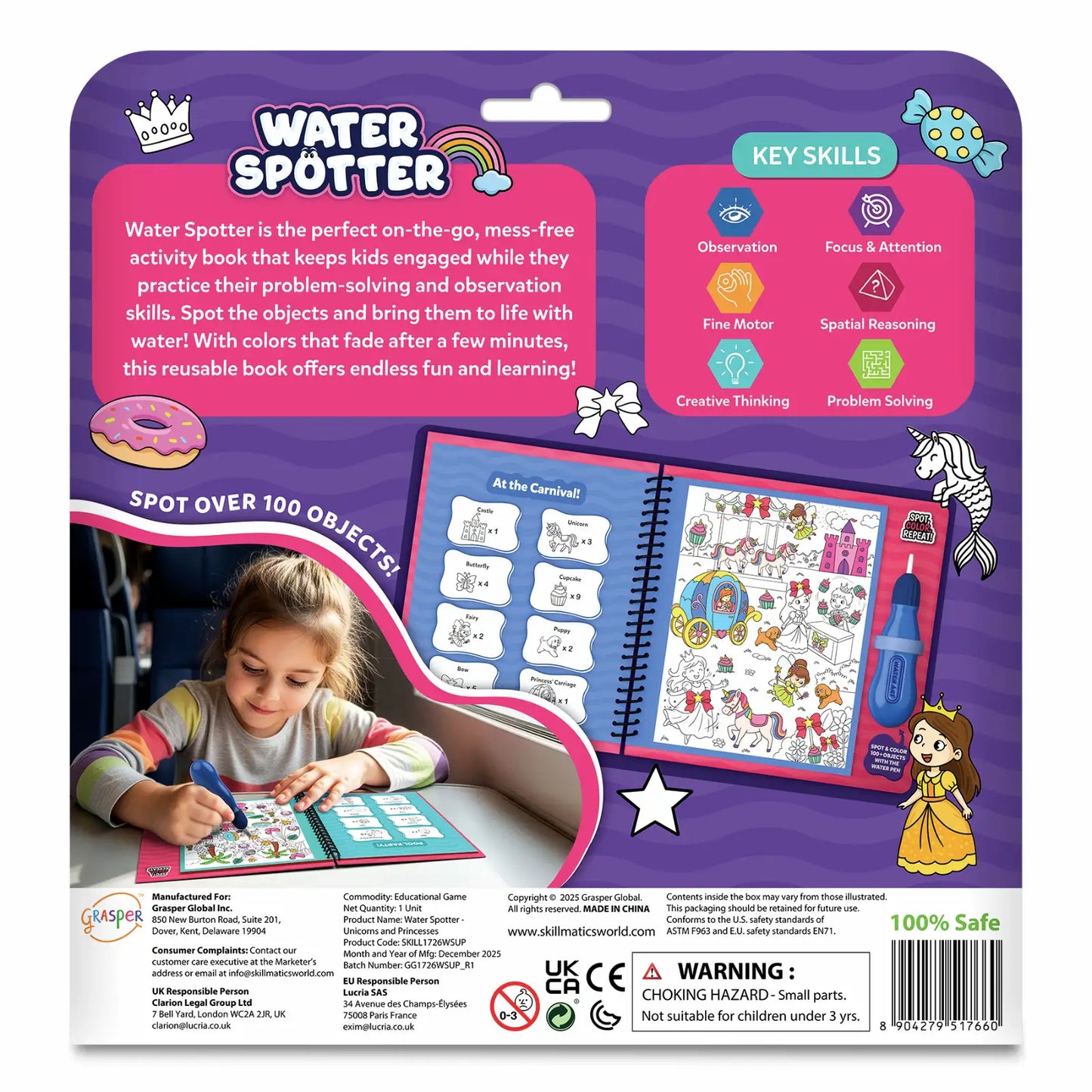 Water Spotter:Unicorns & Princesses | Reusable Search & Find Book (ages 4-8)