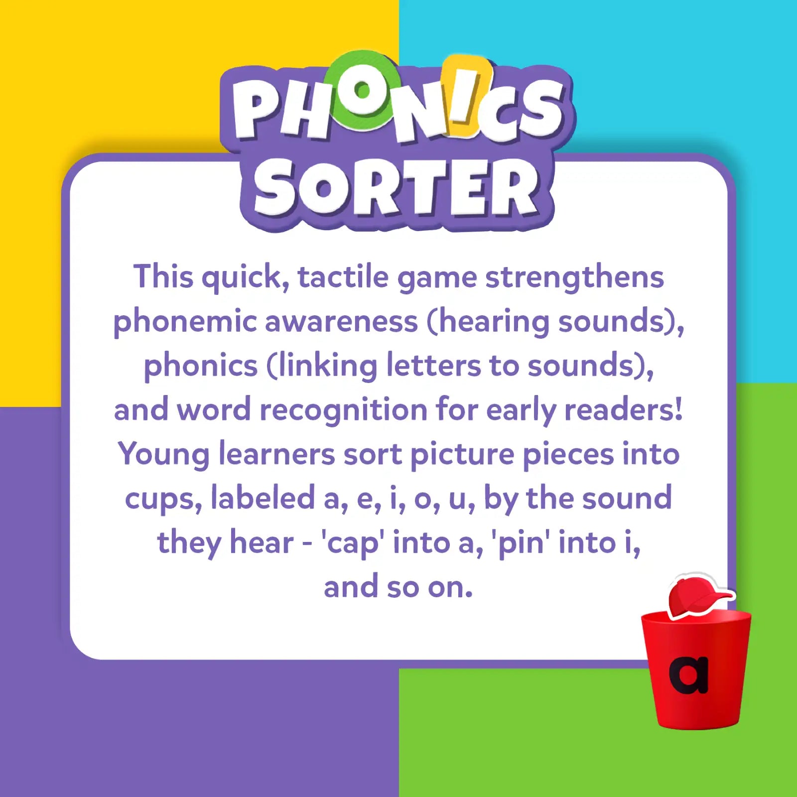 Phonics Sorter | Vowel Sorting & Early Reading Activity for Kids (ages 4-7)