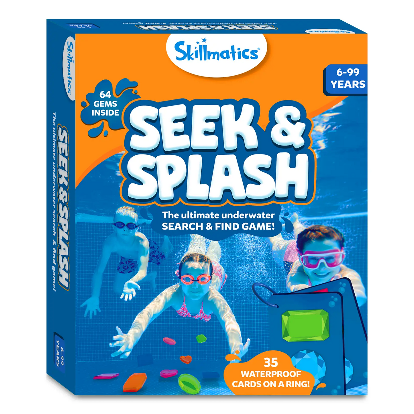 Seek & Splash Underwater Search Game Box displayed outdoors next to water area