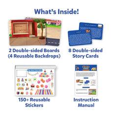 Children’s sticker story kit from Sticker Stories Adventure Around Town for ages 3-7