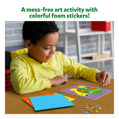 Child’s foam sticker art activity featuring fun animal designs for ages 3-7