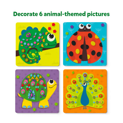 Animal-themed craft pictures from Fun with Foam Amazing Animals No Mess Sticker Art for Kids