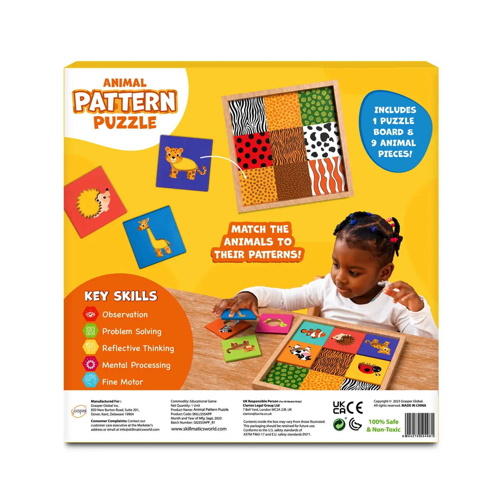 Animal Pattern Puzzle Set | Educational Matching & Learning Game (ages 18 months+)