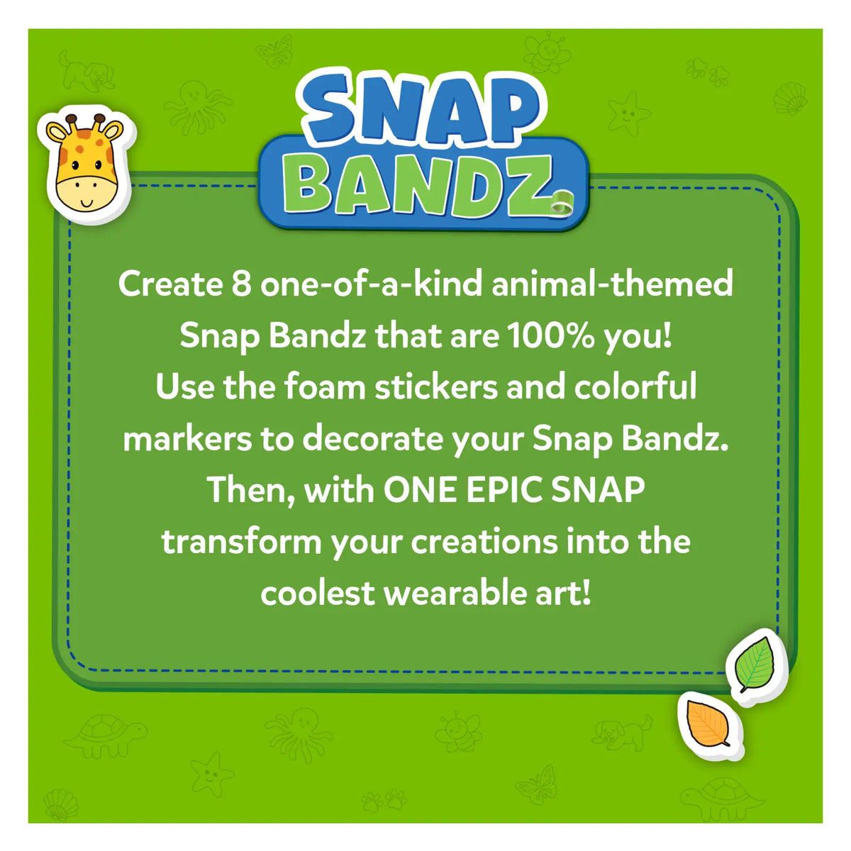 Snap Bandz Animal Friends product advertisement for Kids Art & Craft Activity Kit