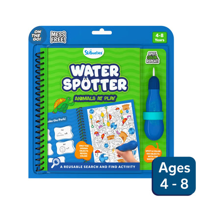 Water-reveal activity book for children featuring animals at play in Water Spotter series
