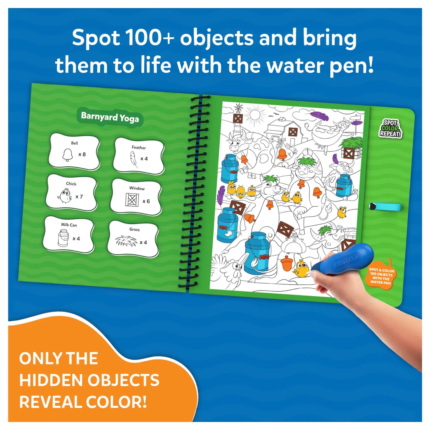 Interactive water-reveal activity book Water Spotter Animals At Play for ages 4-8