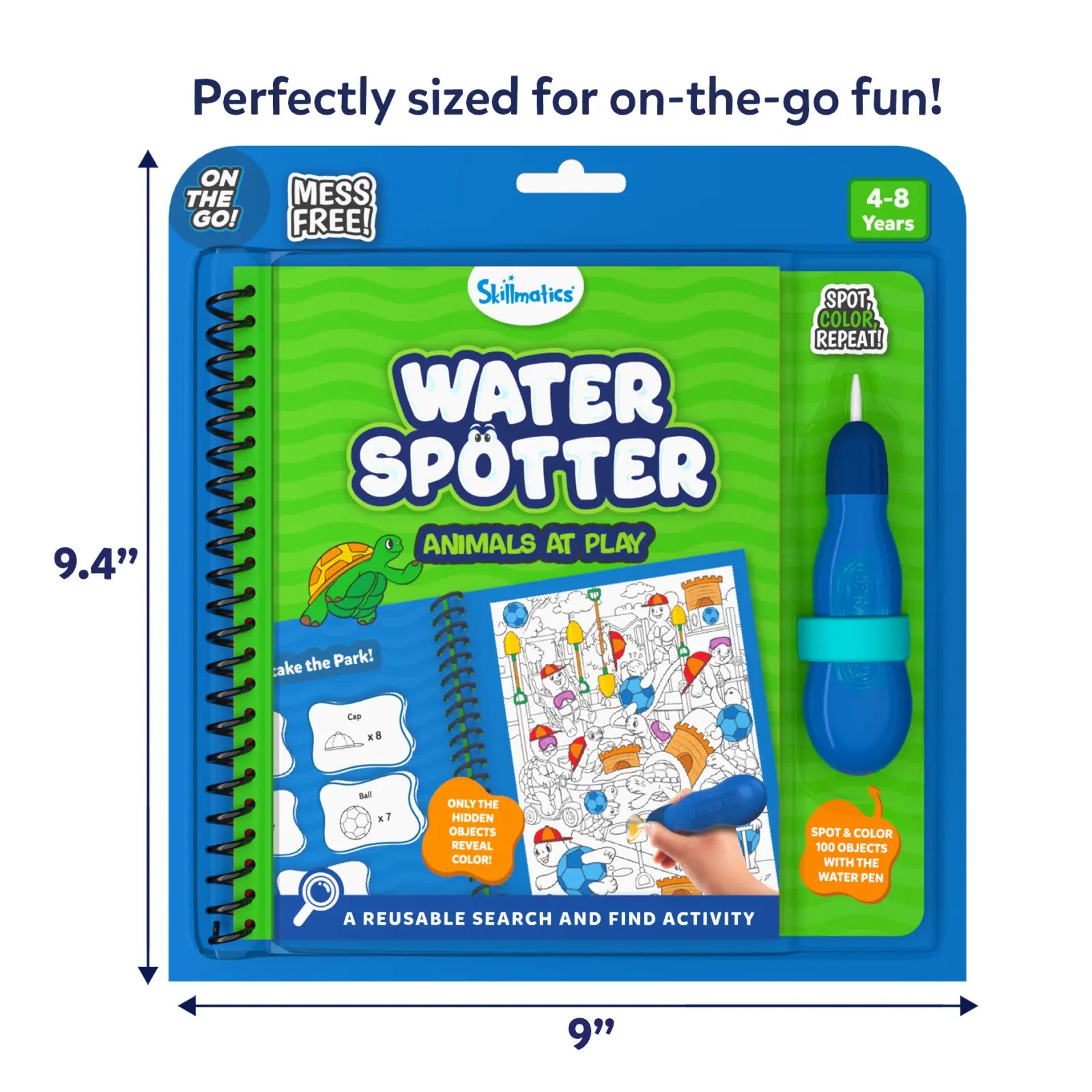 Water activity book for kids featuring animals at play from Water Spotter reusable search and find book