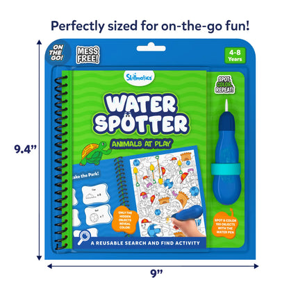 Water activity book for kids featuring animals at play from Water Spotter reusable search and find book