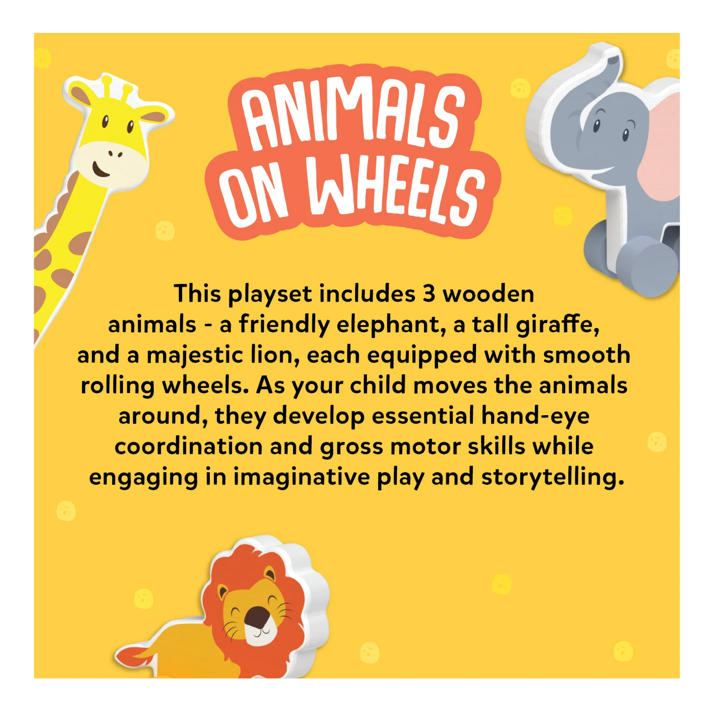 Animals on Wheels | Wooden Animal Toys on Wheels (ages 9 months - 3y)