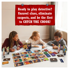 Children playing Catch The Crook strategy and mystery detective board game