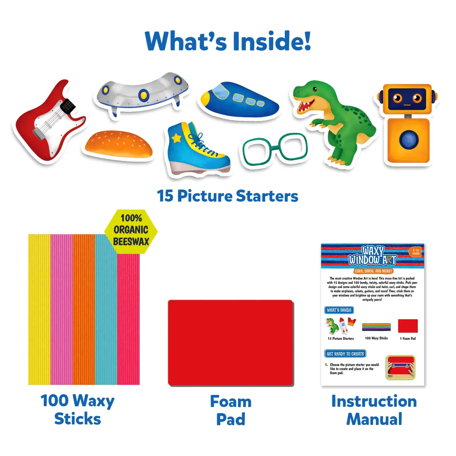 Waxy Window Art: Cars, Dinos, & More! | DIY Art & Craft Kit (ages 5-12)
