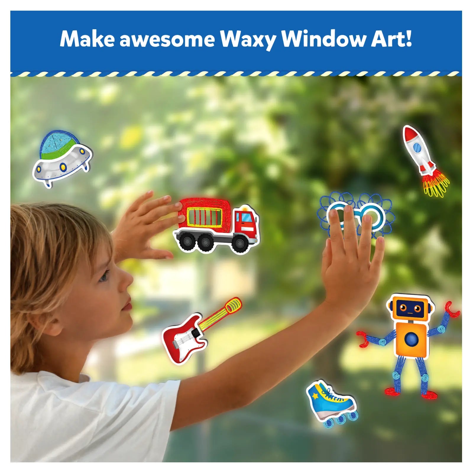 Waxy Window Art: Cars, Dinos, & More! | DIY Art & Craft Kit (ages 5-12)