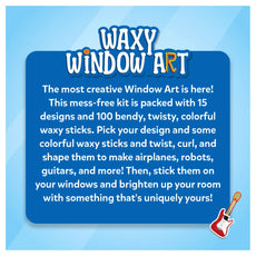 Waxy window art product showcasing colorful cars, dinosaurs, and creative DIY craft kit