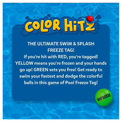 Pool freeze tag game rules for Color Hitz Swim & Splash Freeze Tag ages 6+